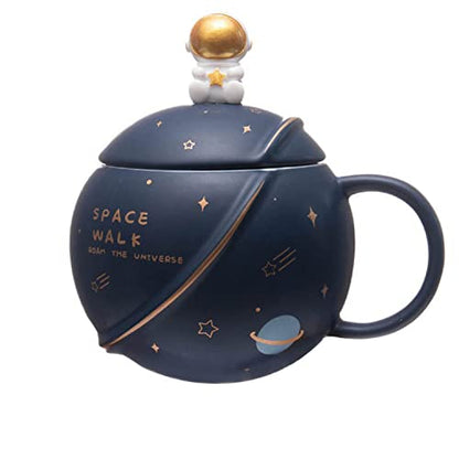 Nyrwana Delivering Smiles In Inida Coffee Mug, Mugs For Coffee, Birthday Gift, Ceramic Coffee Mug, 3D Creative Space And Astronaut Planet Coffee Mug (400Ml-Dark Blue)