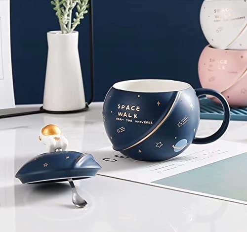 Nyrwana Delivering Smiles In Inida Coffee Mug, Mugs For Coffee, Birthday Gift, Ceramic Coffee Mug, 3D Creative Space And Astronaut Planet Coffee Mug (400Ml-Dark Blue)