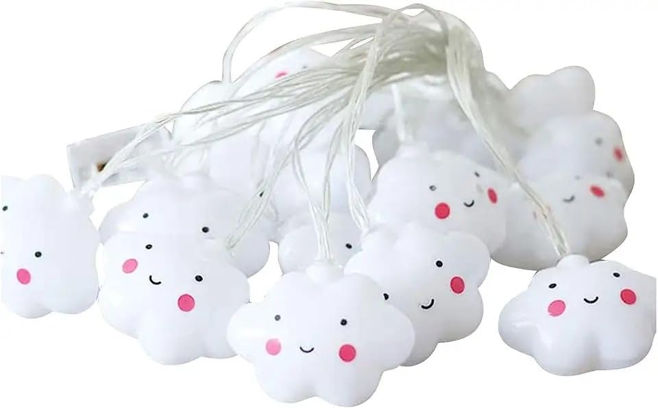 One94Store Smiling Cute Cloud String Fairy Light 14 LED 3 Meter Baby Night Light Cloud Light,Cute Kids Night Lights for Bedroom Decor,Night Light for Kids Room Decoration (Warm White, Plug-in)