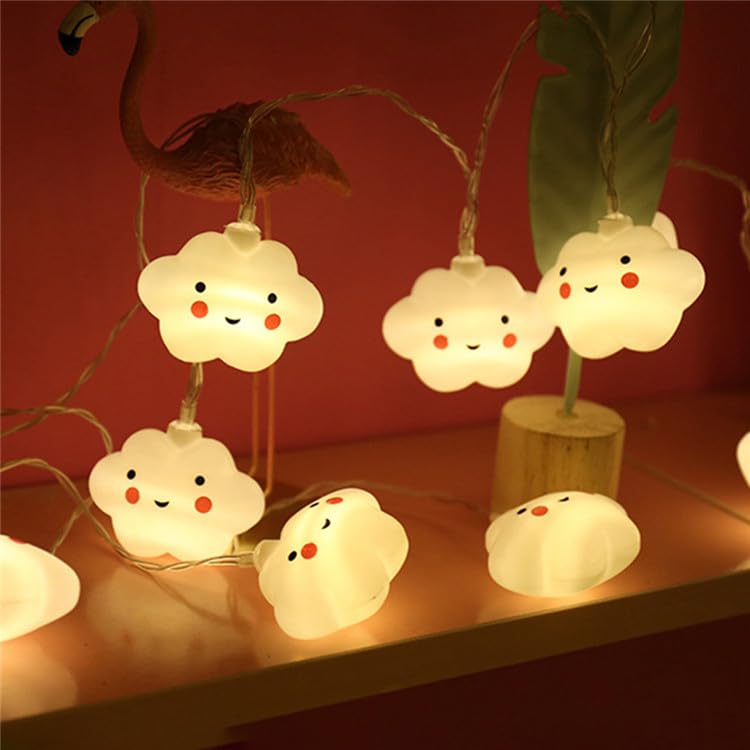 One94Store Smiling Cute Cloud String Fairy Light 14 LED 3 Meter Baby Night Light Cloud Light,Cute Kids Night Lights for Bedroom Decor,Night Light for Kids Room Decoration (Warm White, Plug-in)