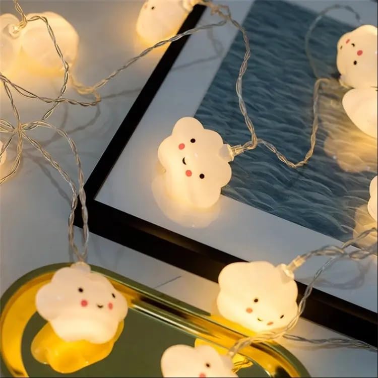 One94Store Smiling Cute Cloud String Fairy Light 14 LED 3 Meter Baby Night Light Cloud Light,Cute Kids Night Lights for Bedroom Decor,Night Light for Kids Room Decoration (Warm White, Plug-in)