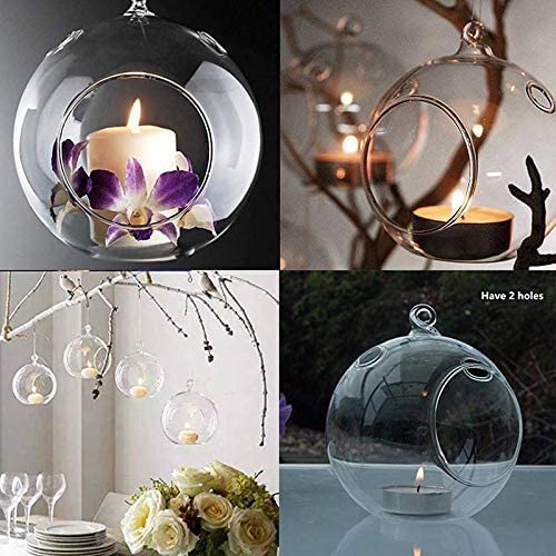 CRAFTFRY Glass Hanging Planter Tea Light Candle Holder for Party, Home Decor, Wedding, Living Room Pack of (2)