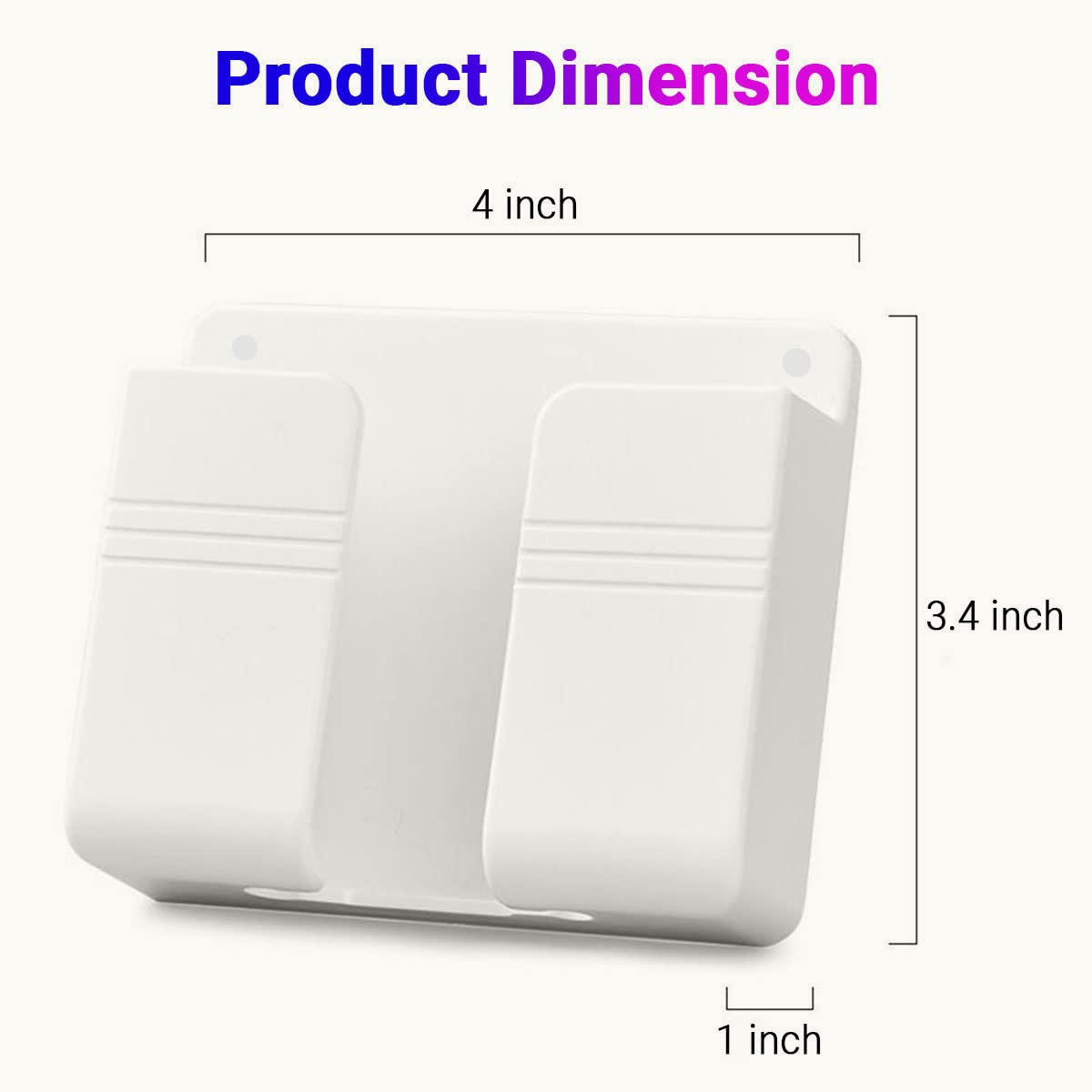 LIRAMARK Wall Mounted Mobile Holder Storage Case for Remote, Wall Mounted Mobile Stand/Multi Purpose Stand with Hole for Phone Charging (White) (Pack of 2)