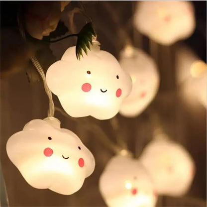 One94Store Smiling Cute Cloud String Fairy Light 14 LED 3 Meter Baby Night Light Cloud Light,Cute Kids Night Lights for Bedroom Decor,Night Light for Kids Room Decoration (Warm White, Plug-in)