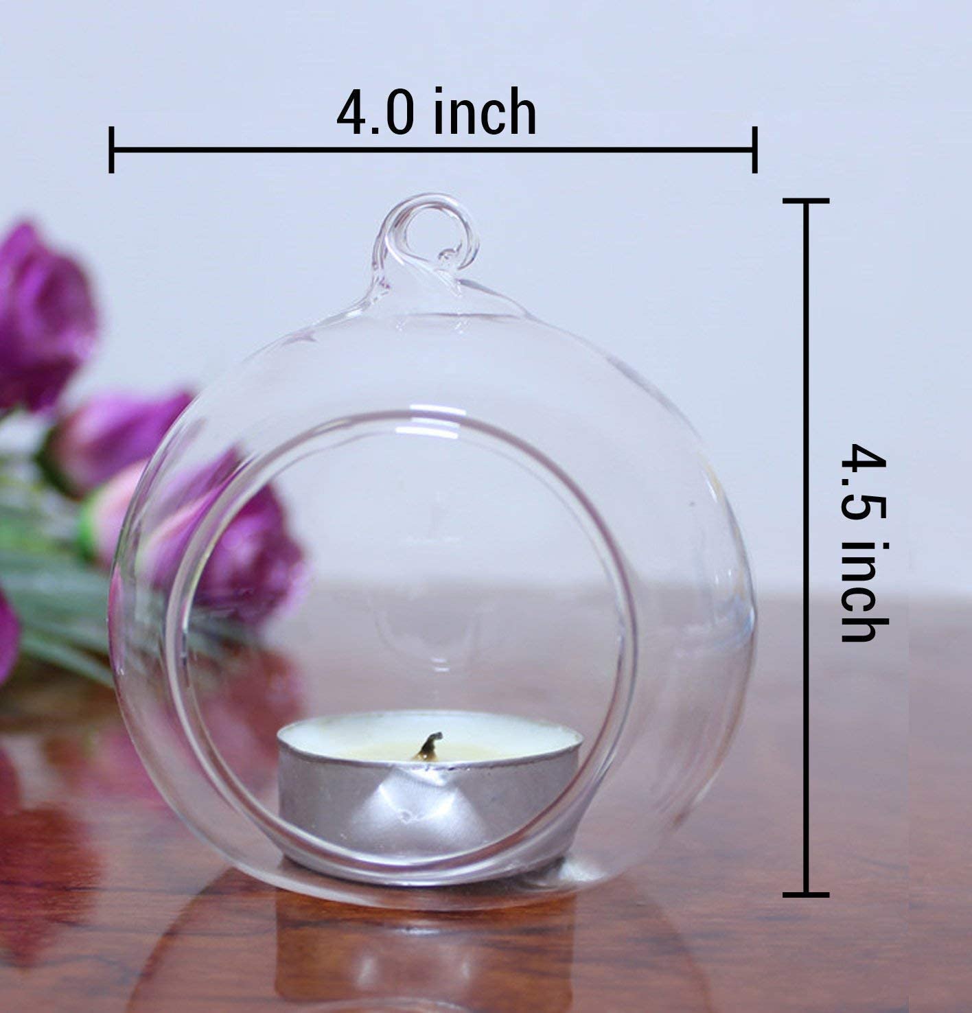 CRAFTFRY Glass Hanging Planter Tea Light Candle Holder for Party, Home Decor, Wedding, Living Room Pack of (2)