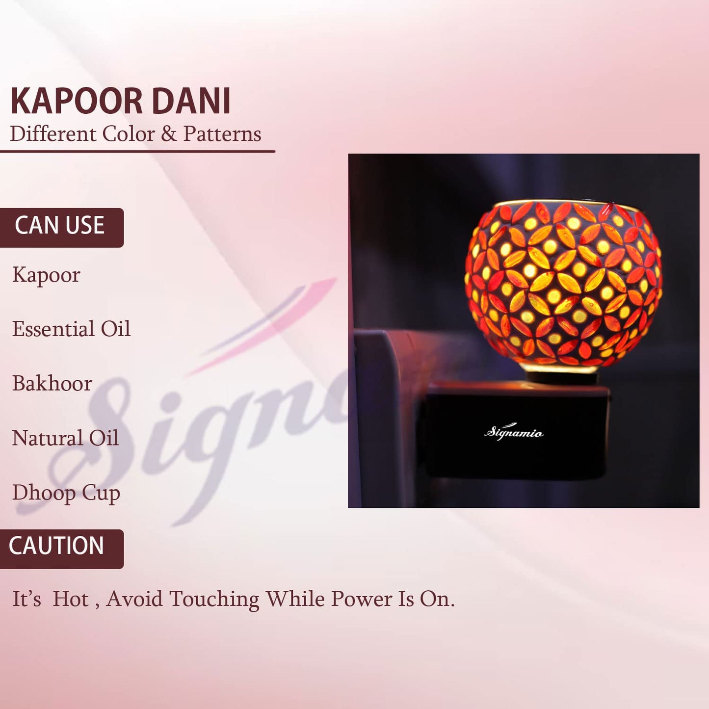 Signamio Multipurpose Night lamp kapoor dani electrical machine/Incense-aroma Burner/camphor diffuser steel ceramic for Puja - DN-12 -Pack 1(Round)