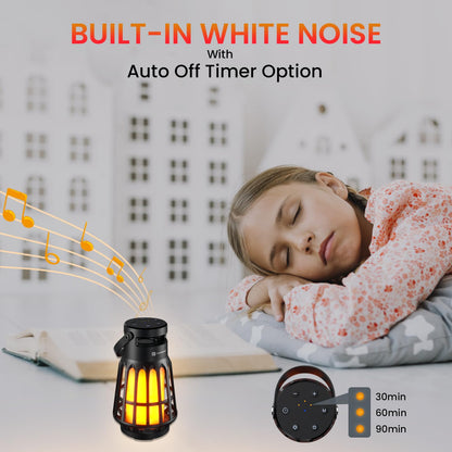 Portronics Dash 6 15W Bluetooth Speaker with in-Built White Noise Machine,Fire Flame LED Night Lamp,TWS Mode, BT5.3v,6 Hours Playback, Lantern for Camping,Gifts for Men,Women,Water Resistant(Black)