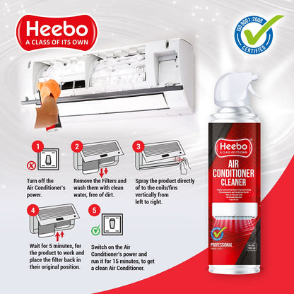 Heebo Air Conditioning Cleaner & Disinfectant 500 ml - Pack 1 | Ac Duct Cleaner Spray | Decontaminates and Deodorizes The Ac | Split Ac Coil Cleaner | Ac Vent Cleaner | Ac Cleaner Spray | Foam Based