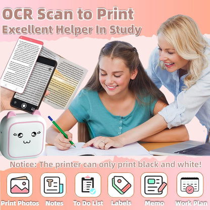 ZEITEL® Portable Thermal Mini Printer for Students, for Home Use Bluetooth Printer for Mobile Android and iOS, Mini Sticker Printer for Question Bank, Flashcards, Journal, Photos, Notes, Label