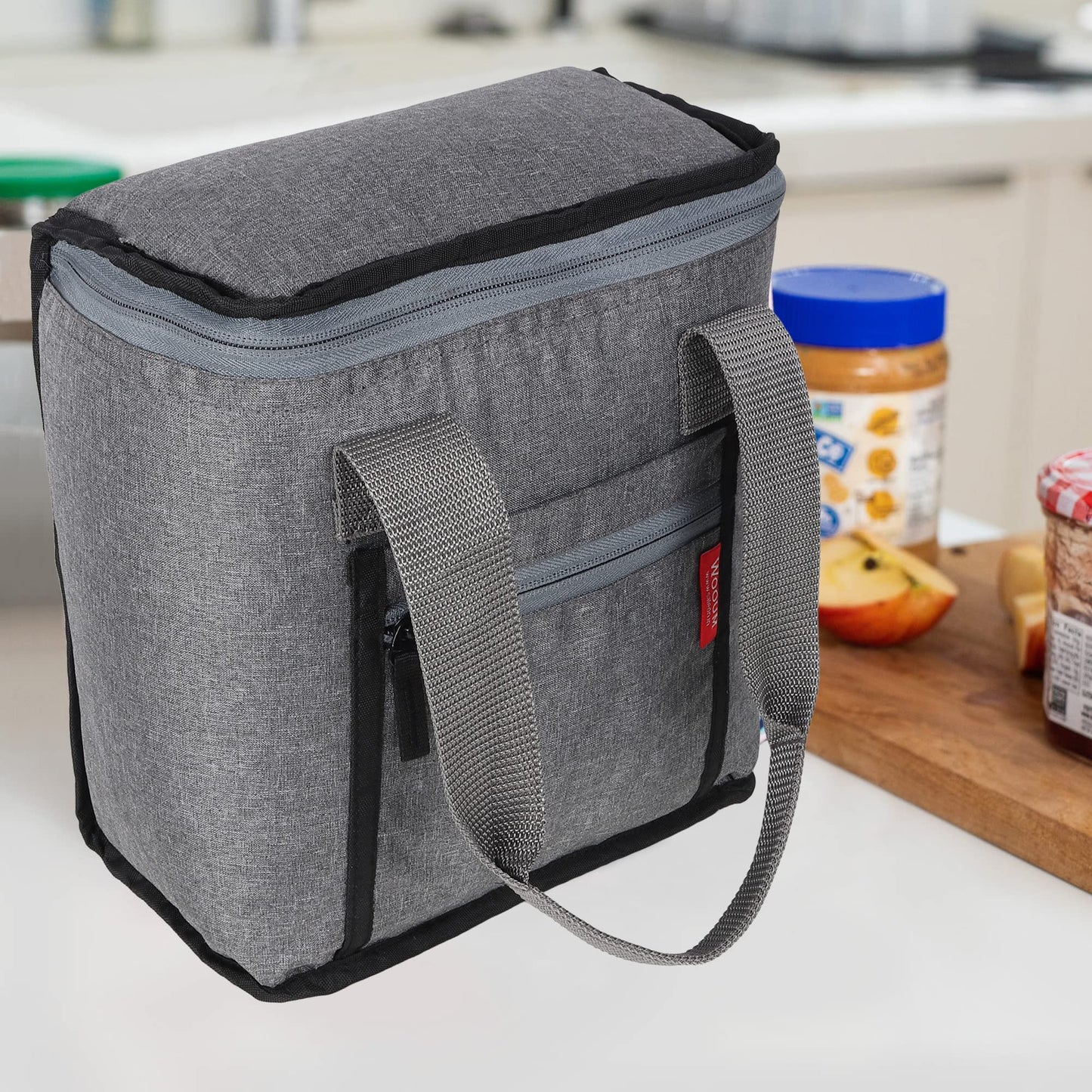 Wooum Water Resistance Lunch Bag, Tiffin Bag, Travel Lunch Pouch, Food Storage Bag with Handle for Office, College, School, Picnic, Camping, Tiffin Box - Suitable for Unisex Adults and Children